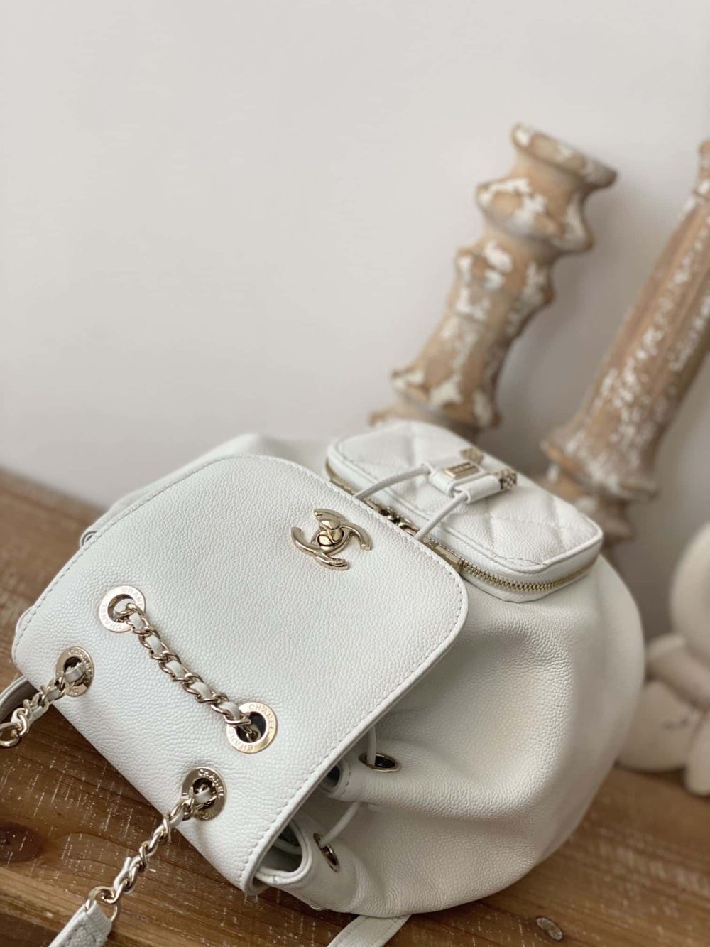 [REP 1:1] Chain Backpack Black/White/Grey For Women 7.9in / 20cm AS3530 - Image 13