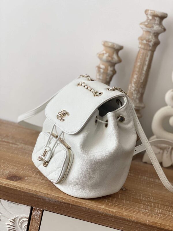 [REP 1:1] Chain Backpack Black/White/Grey For Women 7.9in / 20cm AS3530