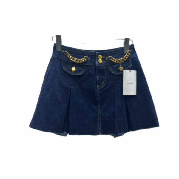 Chain Denim Skirt Dark Blue For Women