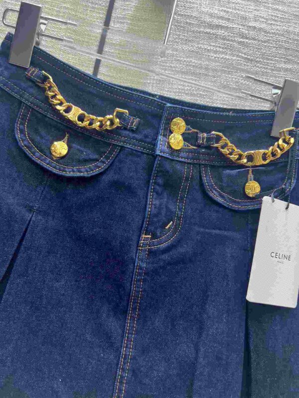 Chain Denim Skirt Dark Blue For Women
