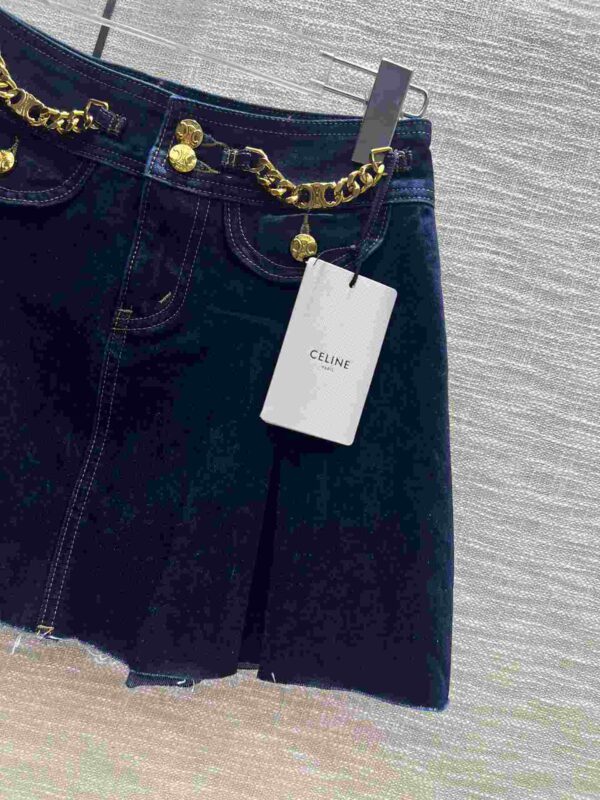 Chain Denim Skirt Dark Blue For Women