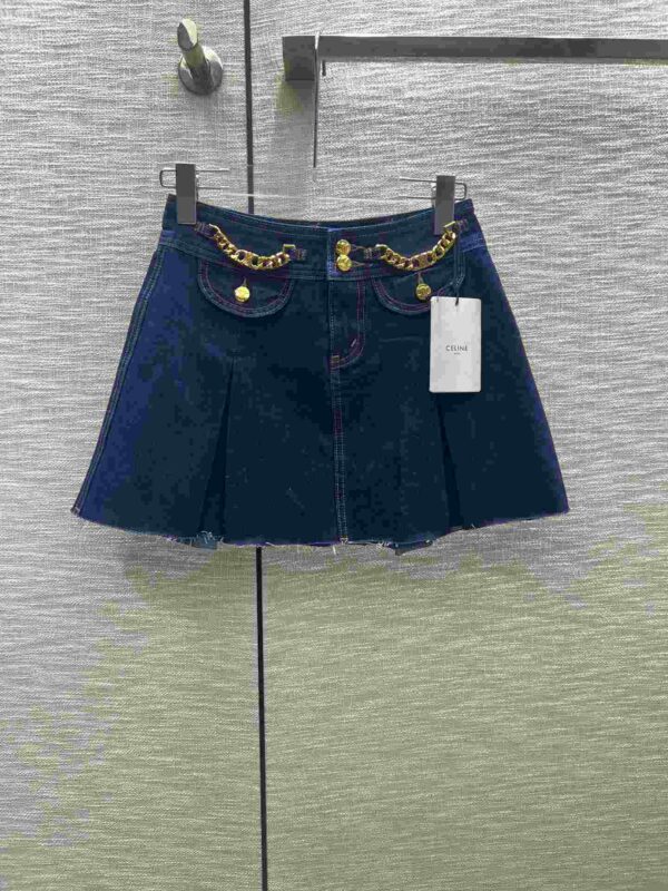Chain Denim Skirt Dark Blue For Women