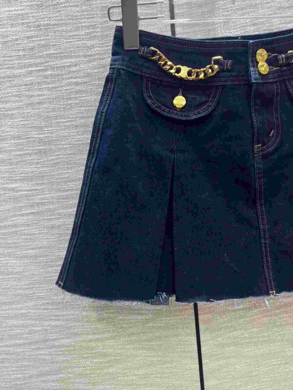 Chain Denim Skirt Dark Blue For Women