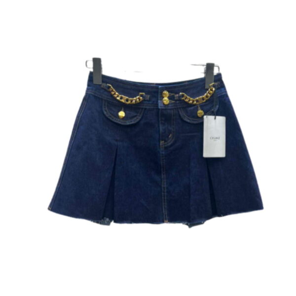 Chain Denim Skirt Dark Blue For Women