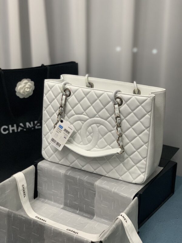 [REP 1:1] Chain Tote Shoulder Bag Black/White For Women 13in / 33cm A50995
