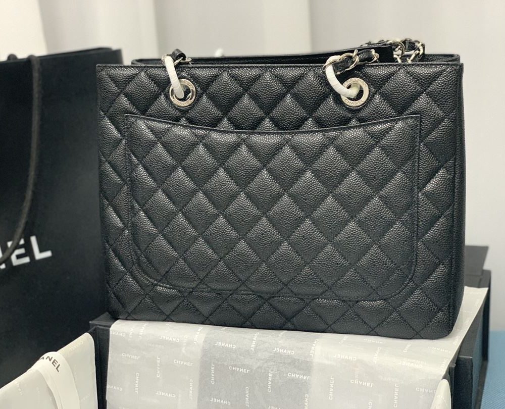 [REP 1:1] Chain Tote Shoulder Bag Black/White For Women 13in / 33cm A50995