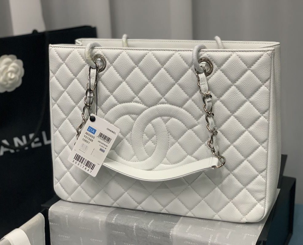 [REP 1:1] Chain Tote Shoulder Bag Black/White For Women 13in / 33cm A50995