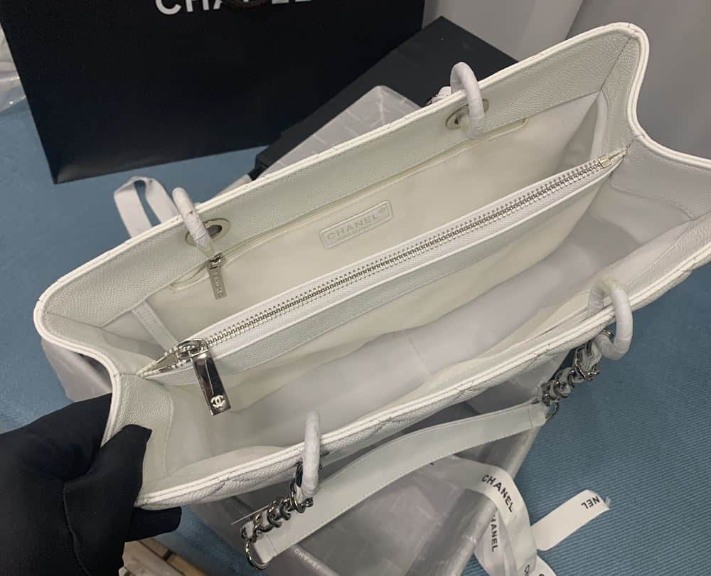 [REP 1:1] Chain Tote Shoulder Bag Black/White For Women 13in / 33cm A50995