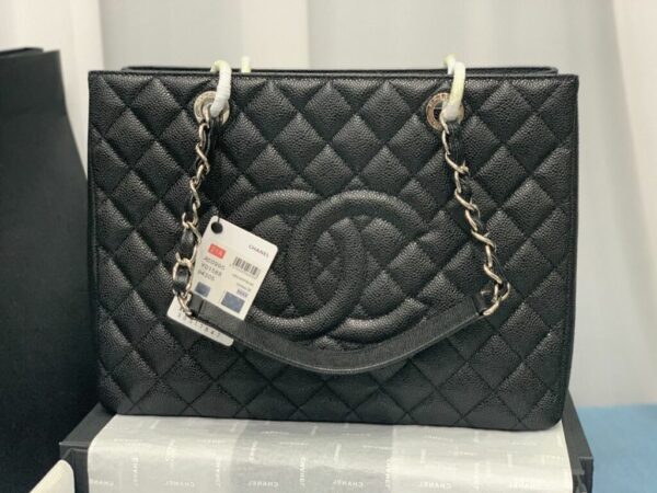 [REP 1:1] Chain Tote Shoulder Bag Black/White For Women 13in / 33cm A50995