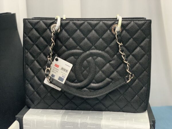 [REP 1:1] Chain Tote Shoulder Bag Black/White For Women 13in / 33cm A50995