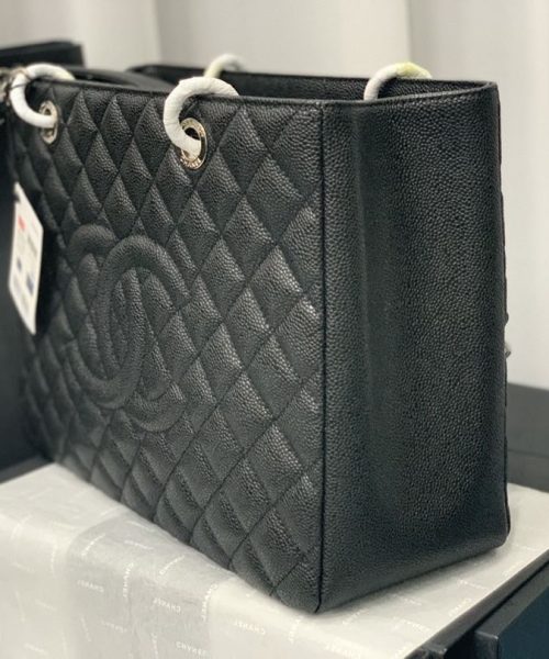 [REP 1:1] Chain Tote Shoulder Bag Black/White For Women 13in / 33cm A50995