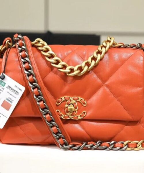 [REP 1:1] Chanel 19 Handbag 26cm Orange For Women AS1160