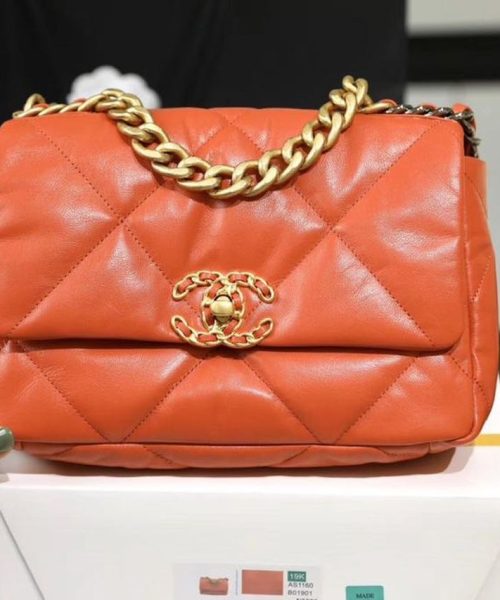 [REP 1:1] Chanel 19 Handbag 26cm Orange For Women AS1160