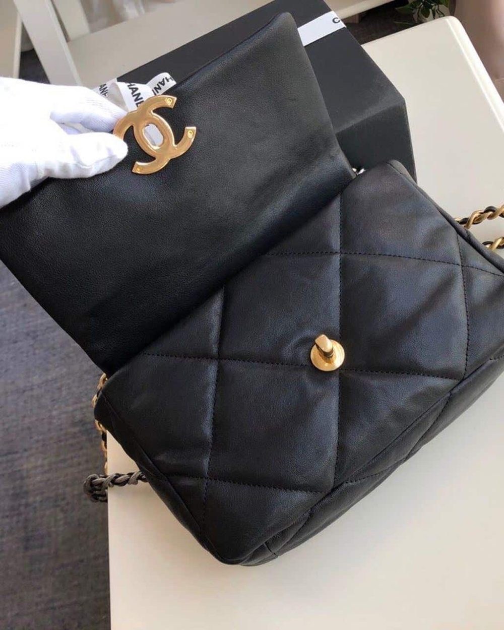 [REP 1:1] Chanel 19 HandBag Black For Women 10.1in/26cm AS1160