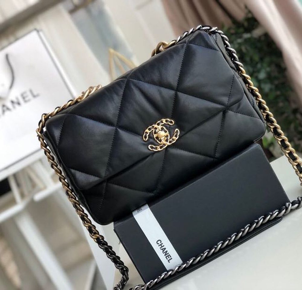 [REP 1:1] Chanel 19 HandBag Black For Women 11.8in/30cm