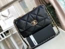 [REP 1:1] Chanel 19 HandBag Black For Women 11.8in/30cm