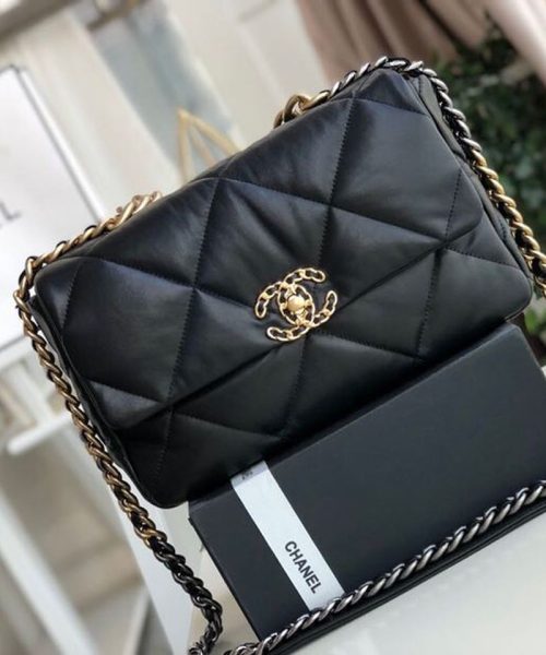 [REP 1:1] Chanel 19 HandBag Black For Women 11.8in/30cm