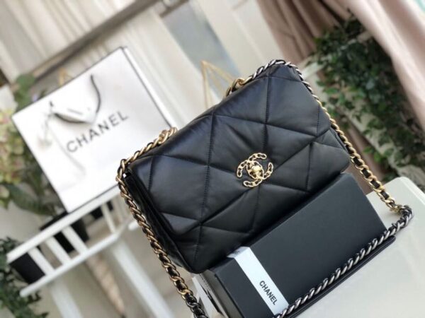 [REP 1:1] Chanel 19 HandBag Black For Women 11.8in/30cm