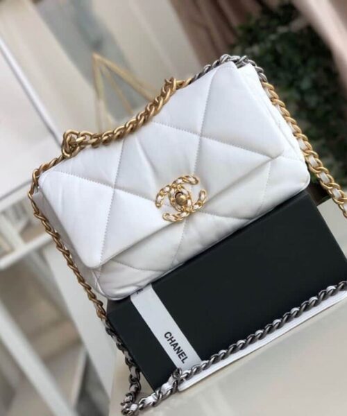 [REP 1:1] Chanel 19 HandBag White For Women 10.1in/26cm AS1160