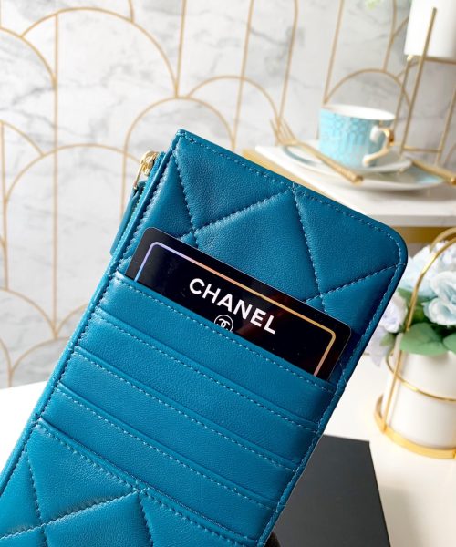 1:1 Replica Chanel 19 Matelasse Phone and Card Case Blue Bag For Women 19cm/7.5in