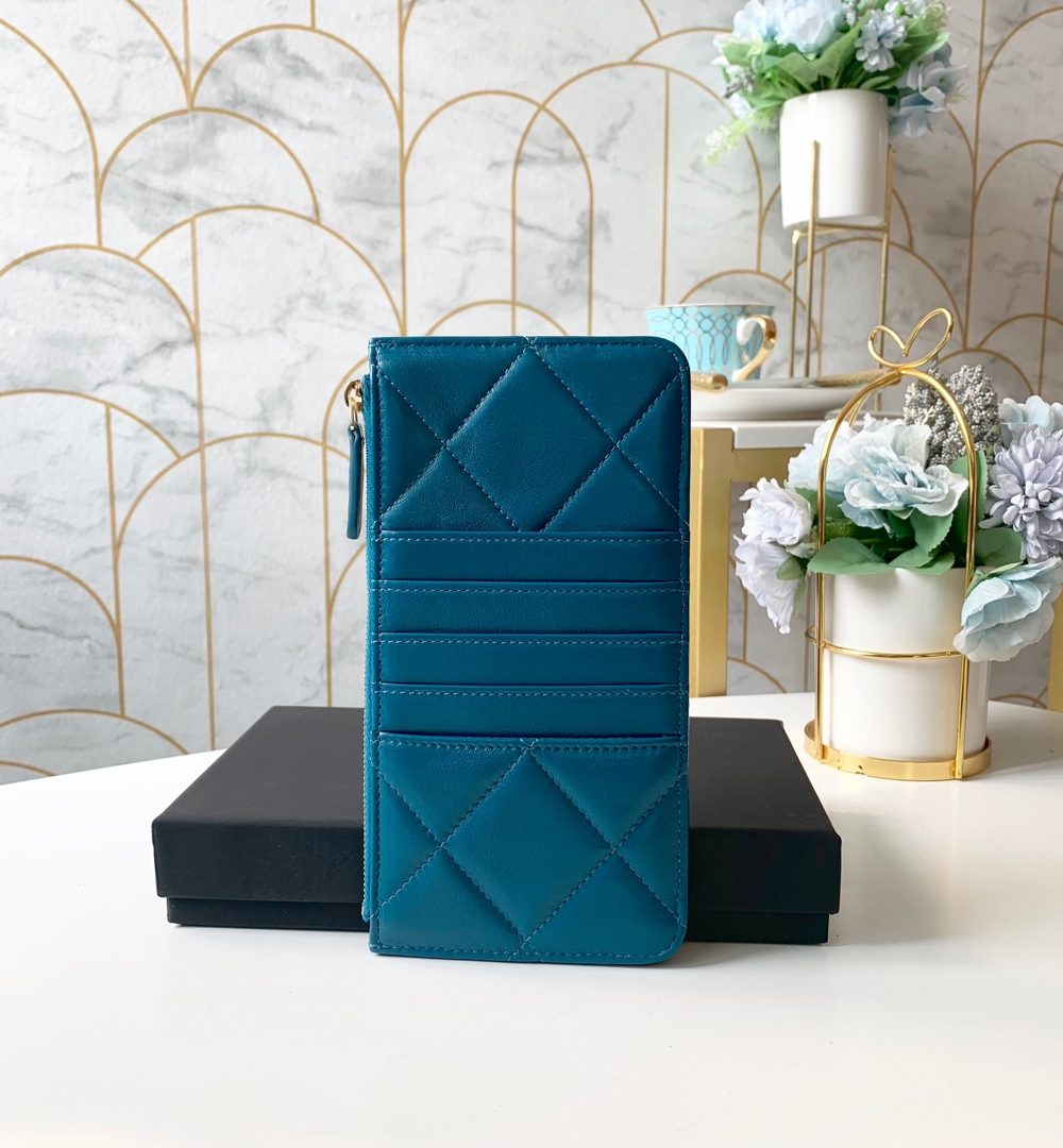 1:1 Replica Chanel 19 Matelasse Phone and Card Case Blue Bag For Women 19cm/7.5in