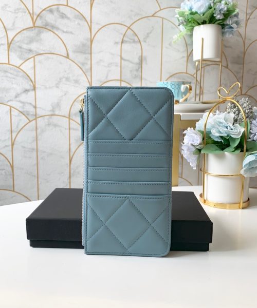 1:1 Replica Chanel 19 Matelasse Phone and Card Case Light Blue Bag For Women 19cm/7.5in