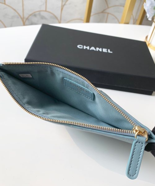 1:1 Replica Chanel 19 Matelasse Phone and Card Case Light Blue Bag For Women 19cm/7.5in