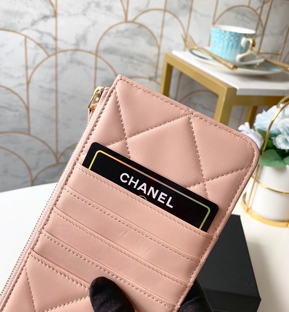 1:1 Replica Chanel 19 Matelasse Phone and Card Case Pink Bag For Women 19cm/7.5in