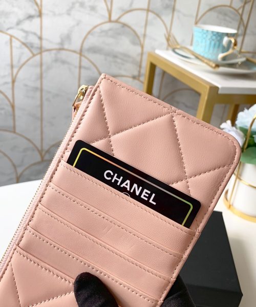 1:1 Replica Chanel 19 Matelasse Phone and Card Case Pink Bag For Women 19cm/7.5in