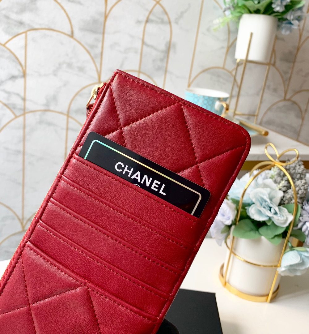 1:1 Replica Chanel 19 Matelasse Phone and Card Case Red Bag For Women 19cm/7.5in