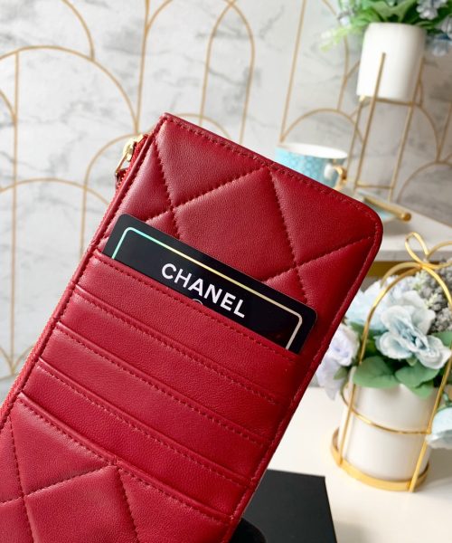 1:1 Replica Chanel 19 Matelasse Phone and Card Case Red Bag For Women 19cm/7.5in
