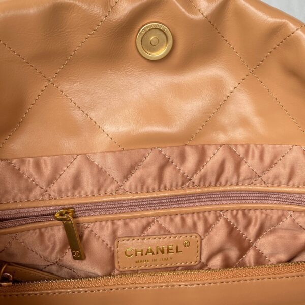 [REP 1:1] Chanel 22 Handbag Gold Hardware Shiny Camel For Women, Women's Handbags, Shoulder Bags 16.5in/38cm AS3261 B08037 NB356