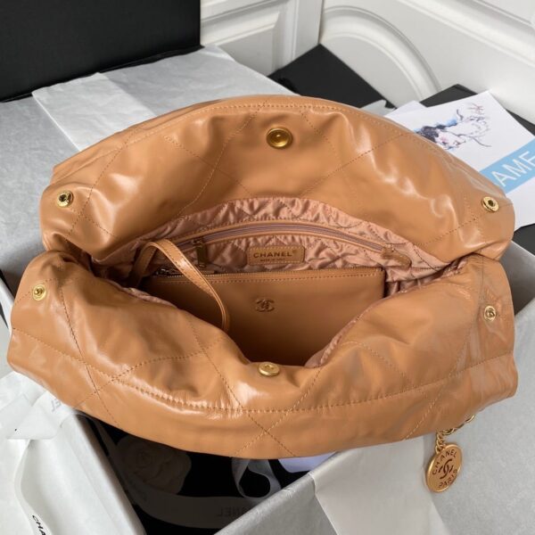 [REP 1:1] Chanel 22 Handbag Gold Hardware Shiny Camel For Women, Women's Handbags, Shoulder Bags 16.5in/38cm AS3261 B08037 NB356