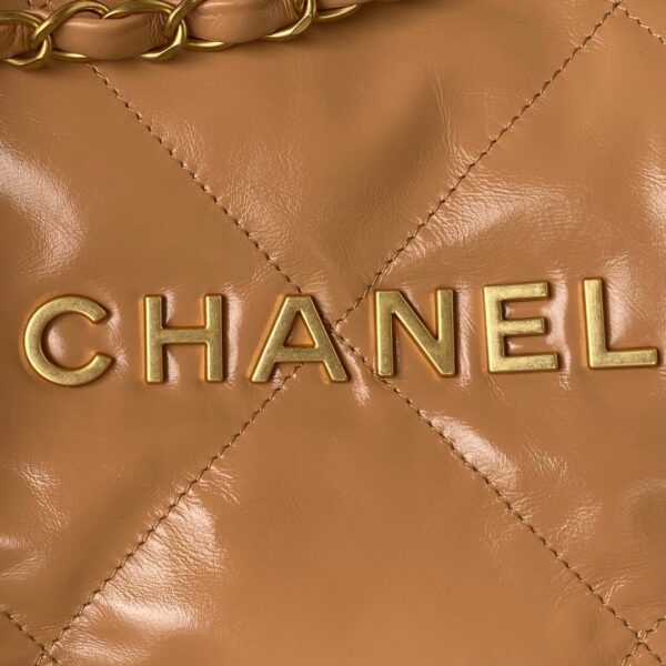 [REP 1:1] Chanel 22 Handbag Gold Hardware Shiny Camel For Women, Women's Handbags, Shoulder Bags 16.5in/38cm AS3261 B08037 NB356