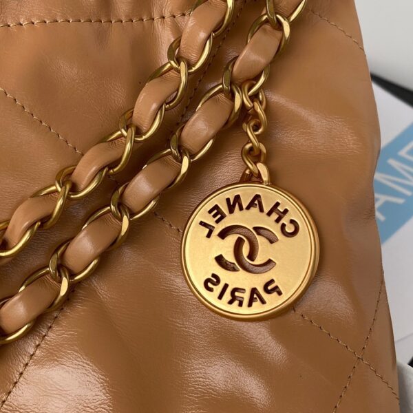[REP 1:1] Chanel 22 Handbag Gold Hardware Shiny Camel For Women, Women's Handbags, Shoulder Bags 16.5in/38cm AS3261 B08037 NB356