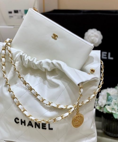 [REP 1:1] Chanel 22 Handbag White For Women 14.4in/37cm AS3261 B08038 10601