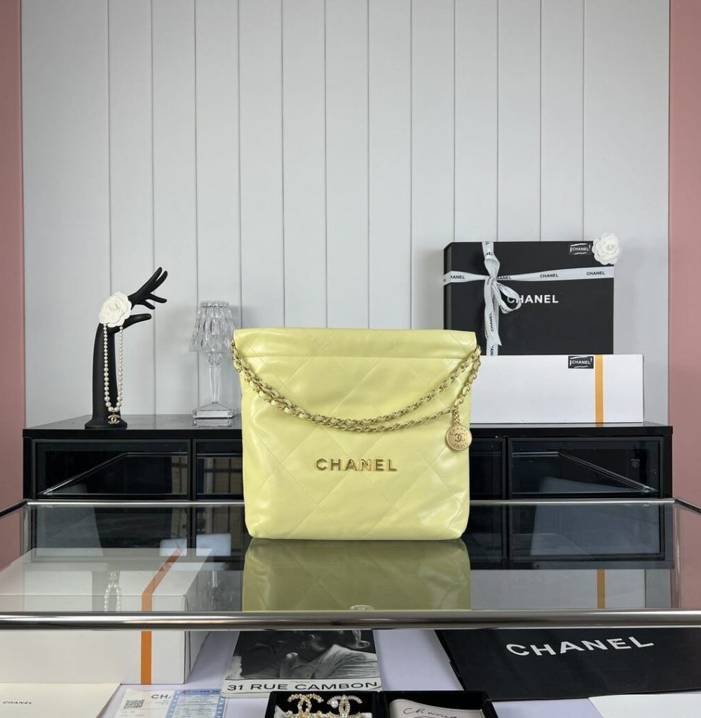 [REP 1:1] Chanel 22 Medium Handbag Yellow/Grey/Brown/Dark Blue/Pink/Jade Green/White For Women 37cm / 14.5in