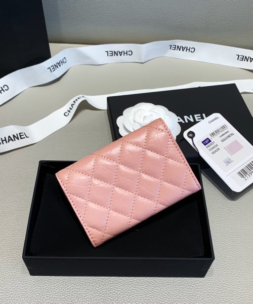 1:1 Replica Chanel 2.55 Flap Card Holder 4.4in/11cm Gold Toned Hardware For Women Light Pink A80831