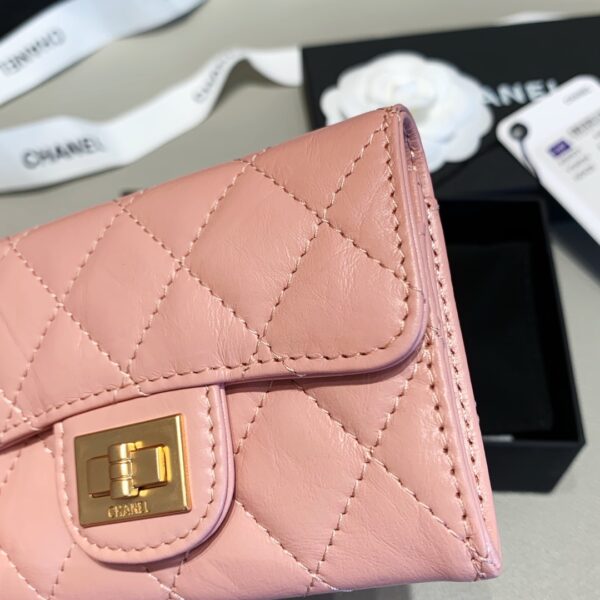 Chanel 2.55 Flap Card Holder 4.4in/11cm Gold Toned Hardware For Women Light Pink A80831