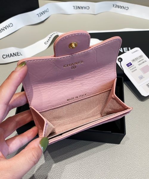 1:1 Replica Chanel 2.55 Flap Card Holder 4.4in/11cm Gold Toned Hardware For Women Light Pink A80831