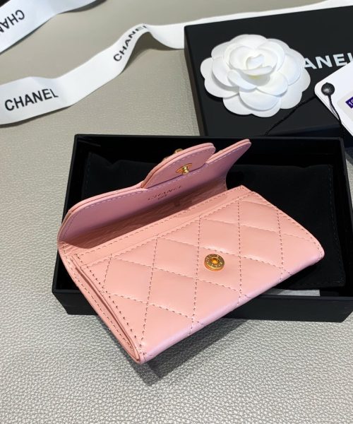 1:1 Replica Chanel 2.55 Flap Card Holder 4.4in/11cm Gold Toned Hardware For Women Light Pink A80831