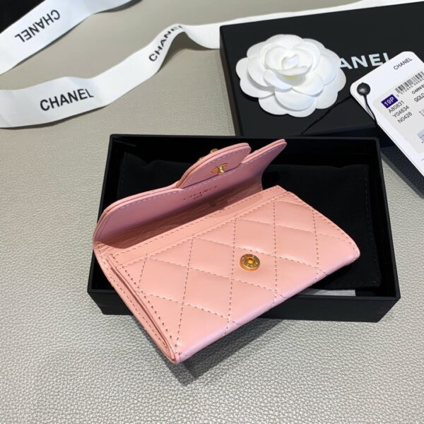 Chanel 2.55 Flap Card Holder 4.4in/11cm Gold Toned Hardware For Women Light Pink A80831