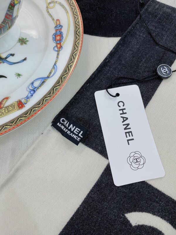 Chanel 31 Rue Cambon Pattern in Black and White Square Scarf 140cm/55in