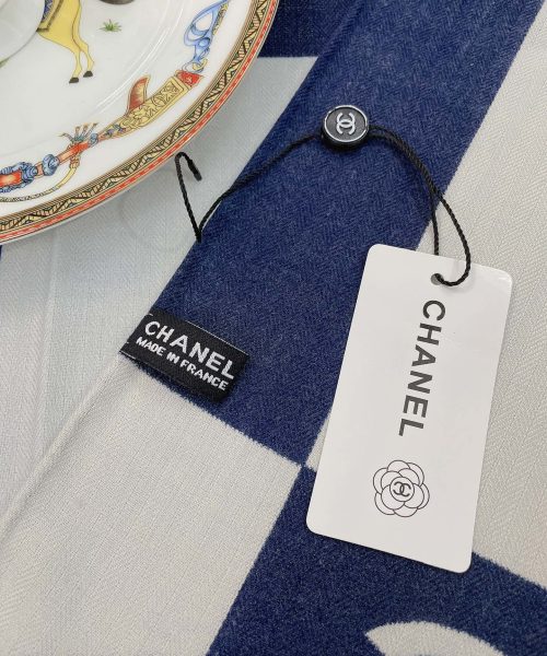 Chanel 31 Rue Cambon Pattern in Blue and White Square Scarf 140cm/55in 