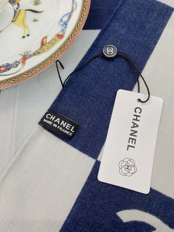 Chanel 31 Rue Cambon Pattern in Blue and White Square Scarf 140cm/55in