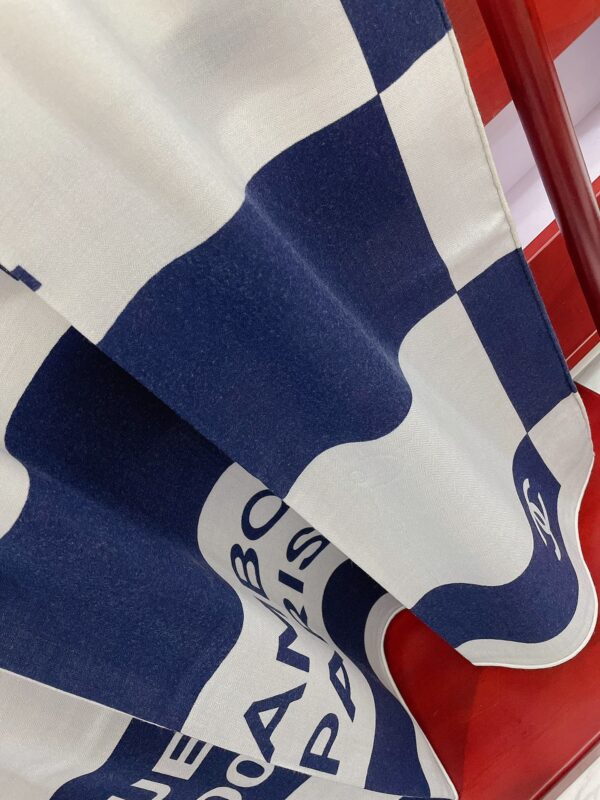 Chanel 31 Rue Cambon Pattern in Blue and White Square Scarf 140cm/55in