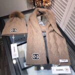 Chanel Beanie & Scarf Set In Brown 