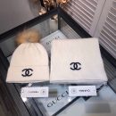 Chanel Beanie & Scarf Set In White 