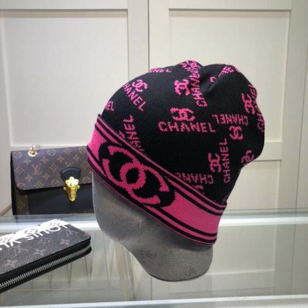 Chanel Beanie In Black & Pink