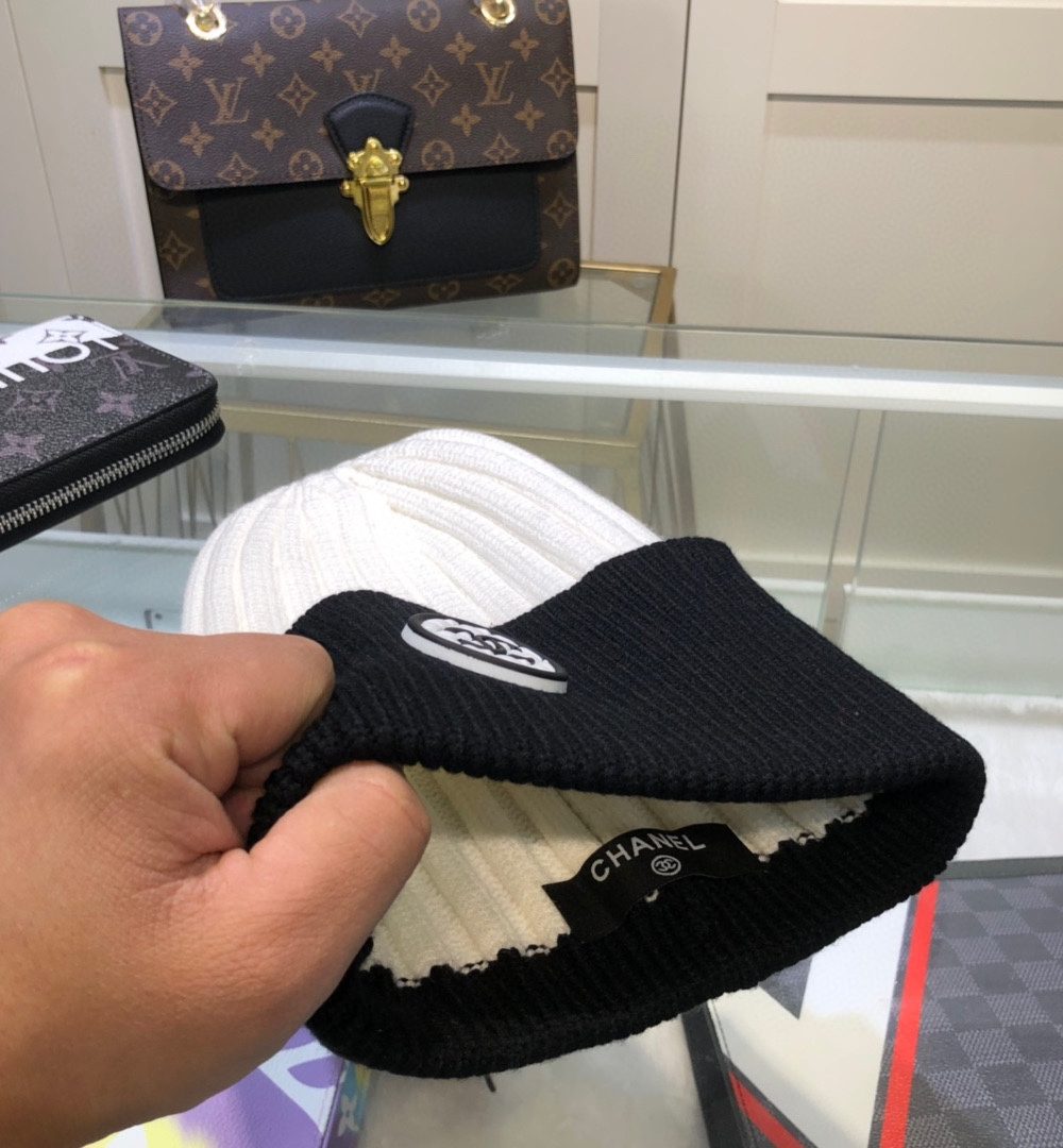 Chanel Beanie In Black & White